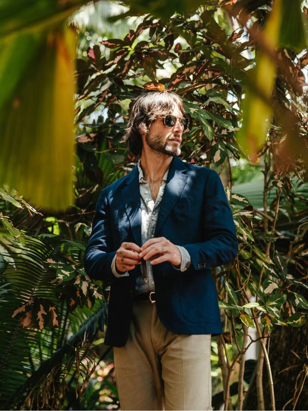 Huckberry || Wills Rosedale Linen Patch Pocket Suit Jacket Blazer Navy Blue 38